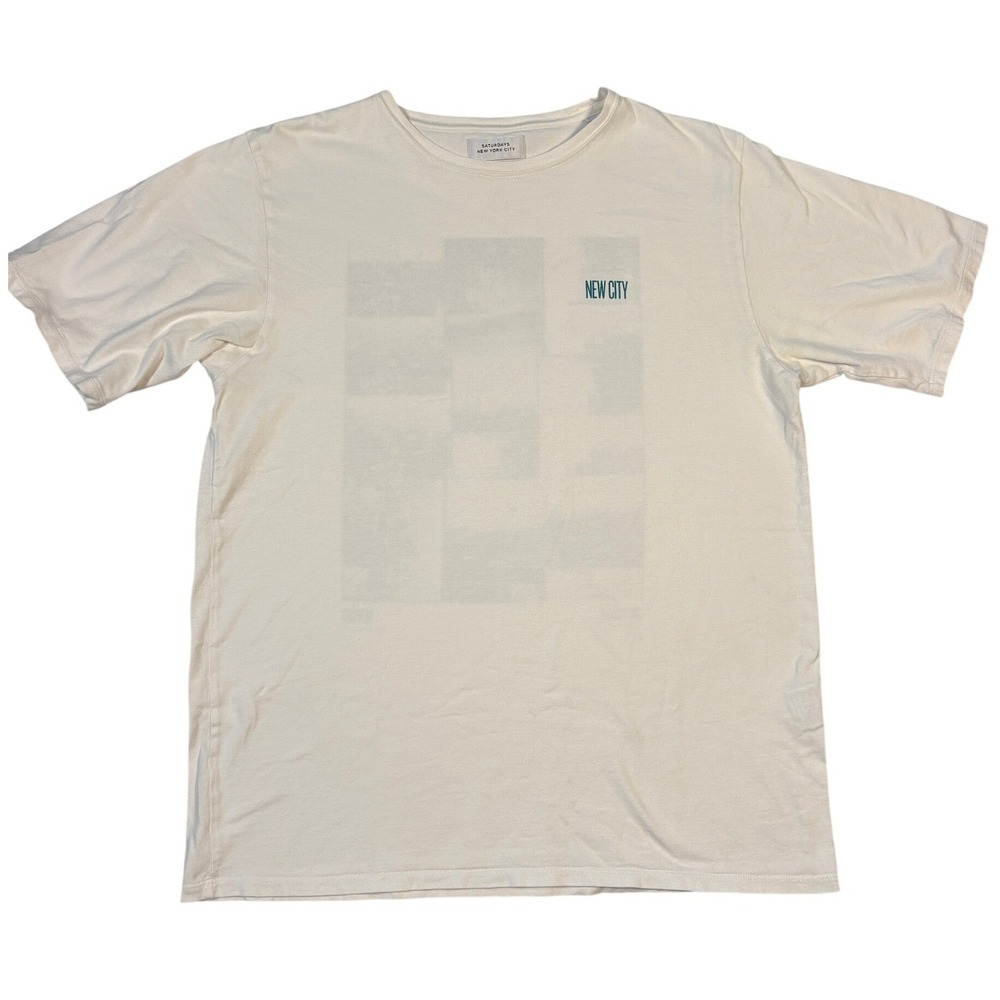 Saturdays NYC x Jiro Konami New City Graphic T-Shirt Cream Mens L Made in Japan